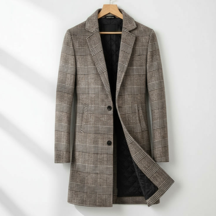 LORENZO VITTORIO CHECKED WOOL OVERCOAT