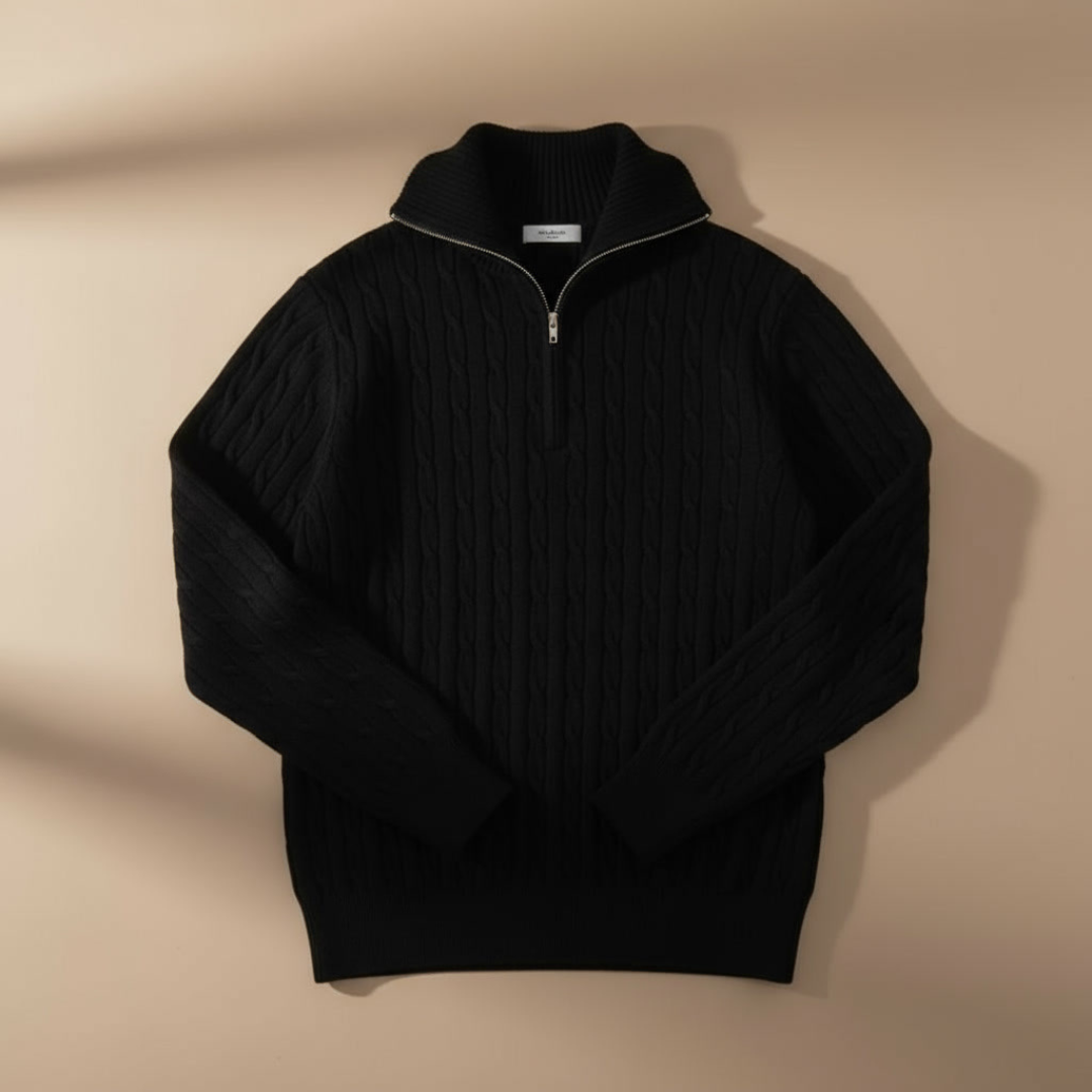 MARCO LEONARDO CABLE HALF-ZIP PULLOVER