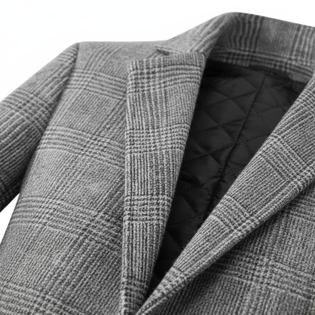 LORENZO VITTORIO CHECKED WOOL OVERCOAT