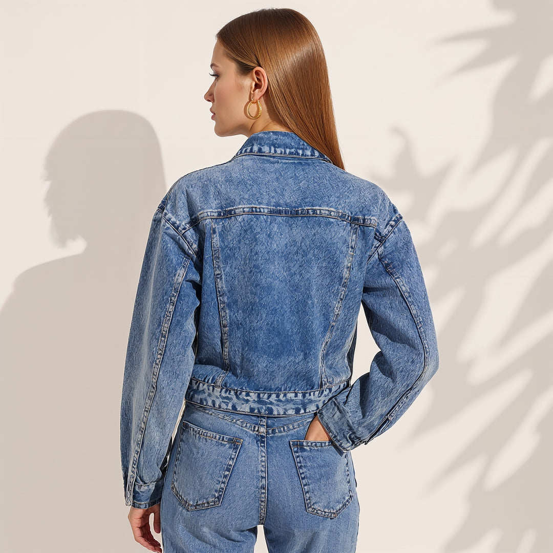 ELENA SOFIA LACE-TIE DENIM VEST