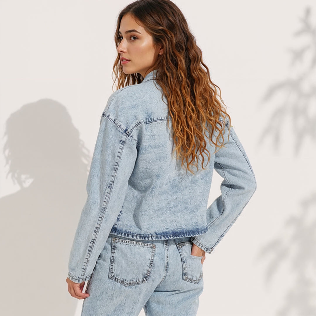 ELENA SOFIA LACE-TIE DENIM VEST