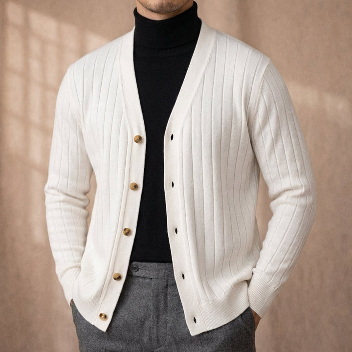 MATTEO LORENZO RIBBED KNIT CARDIGAN