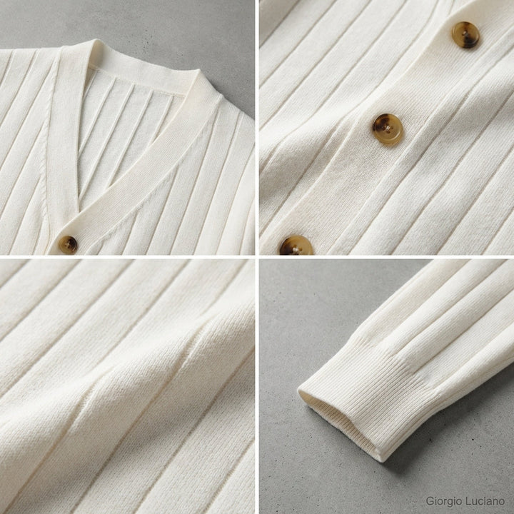 MATTEO LORENZO RIBBED KNIT CARDIGAN