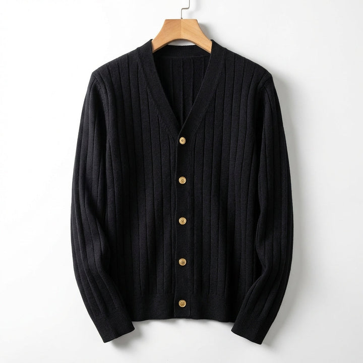 MATTEO LORENZO RIBBED KNIT CARDIGAN