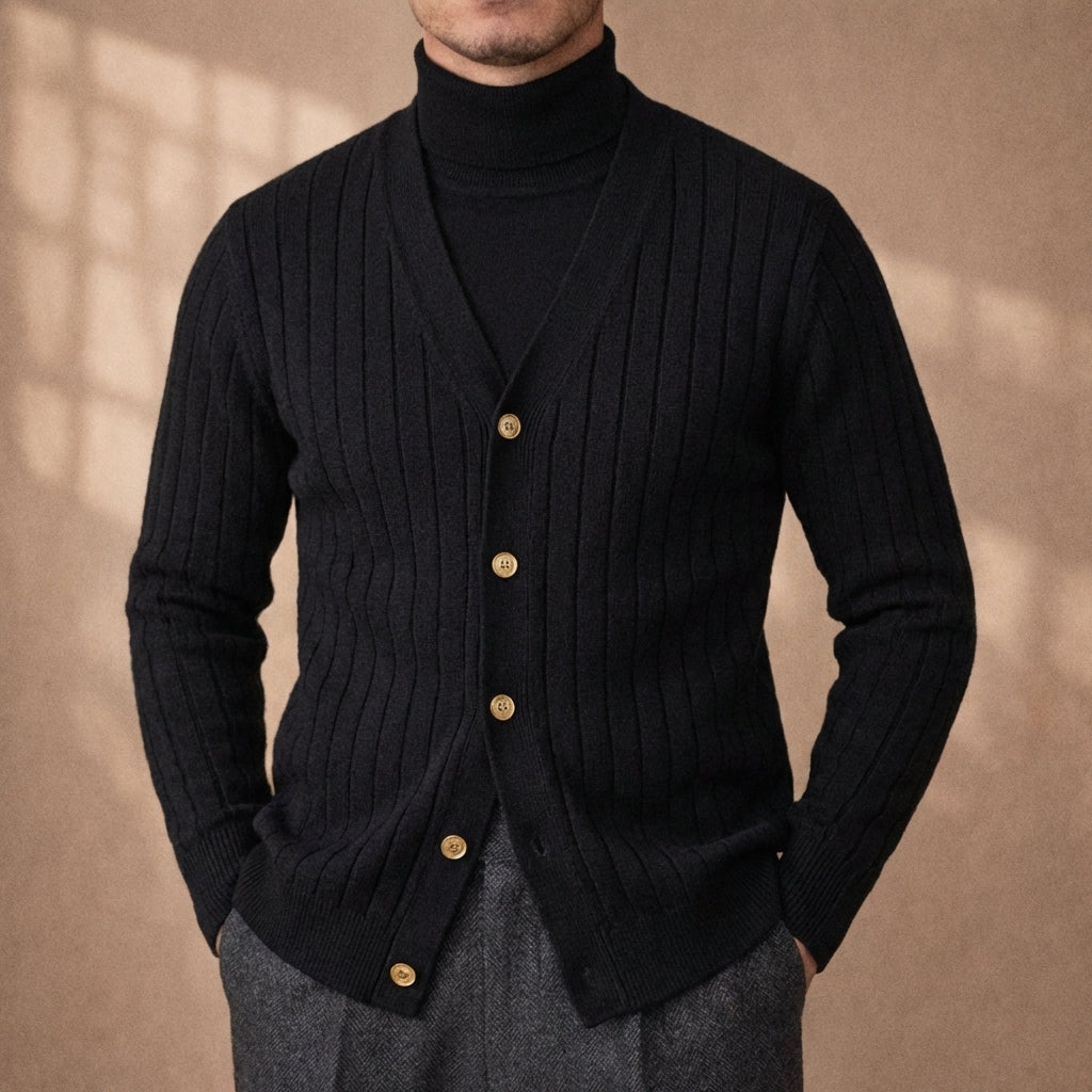 MATTEO LORENZO RIBBED KNIT CARDIGAN