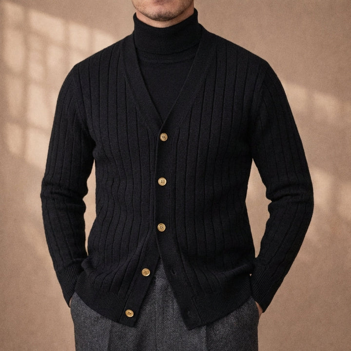 MATTEO LORENZO RIBBED KNIT CARDIGAN