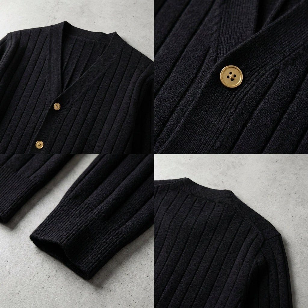 MATTEO LORENZO RIBBED KNIT CARDIGAN