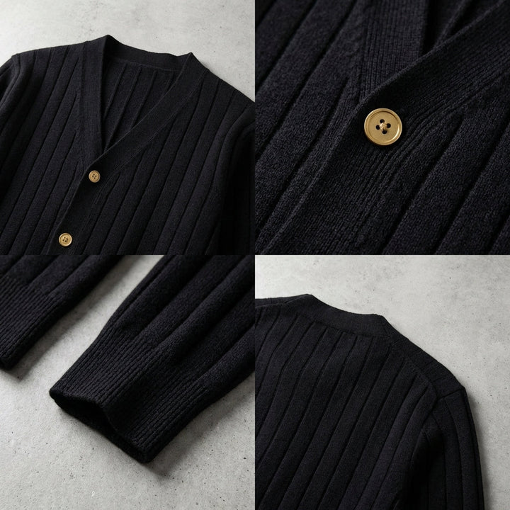 MATTEO LORENZO RIBBED KNIT CARDIGAN